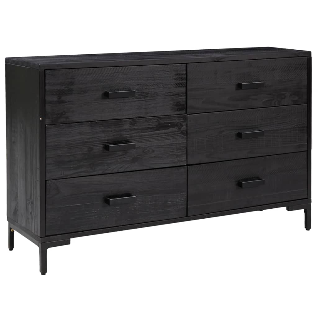 Sideboard Black 110x35x70 cm Solid Pinewood