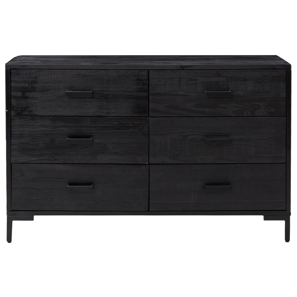 Sideboard Black 110x35x70 cm Solid Pinewood