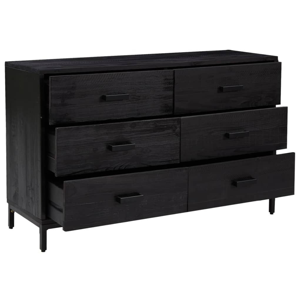 Sideboard Black 110x35x70 cm Solid Pinewood