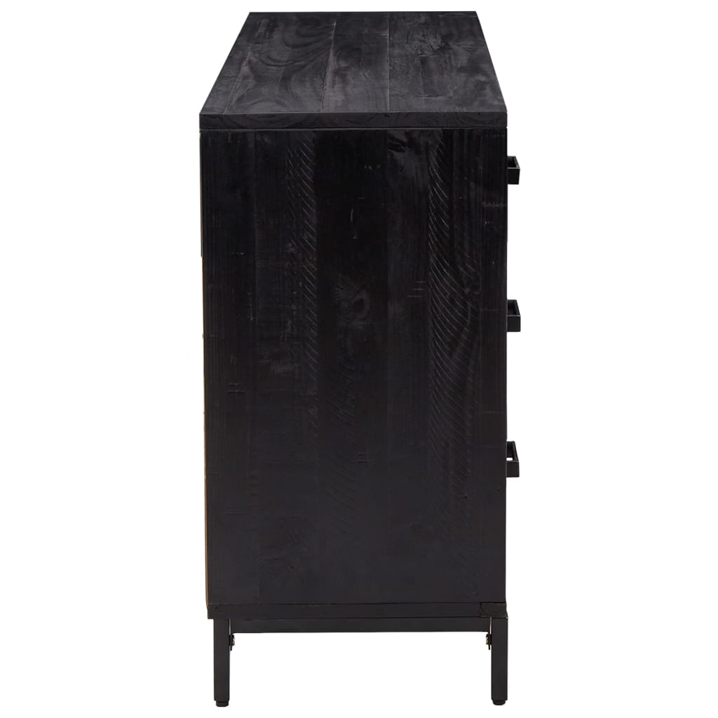 Sideboard Black 110x35x70 cm Solid Pinewood