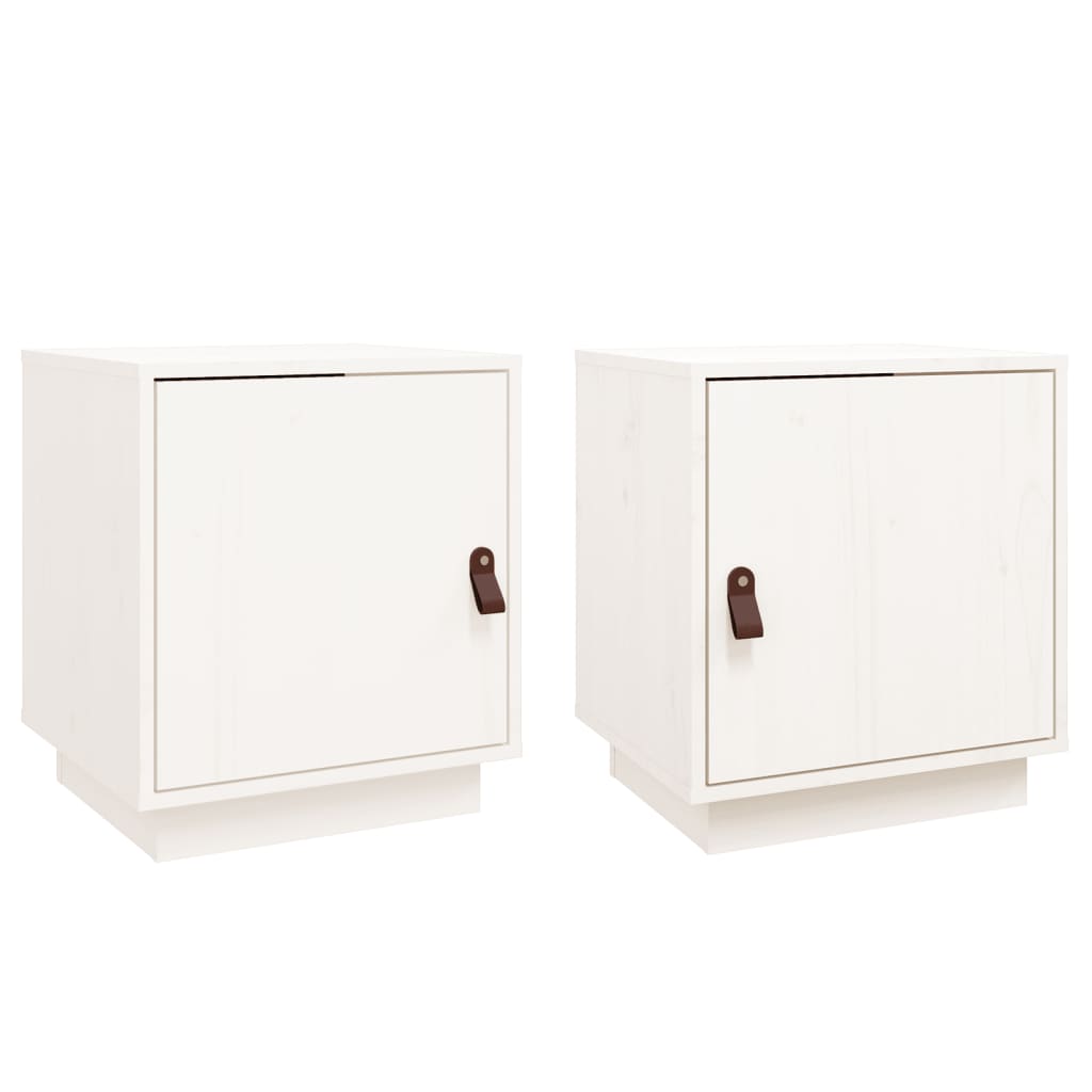 Bedside Cabinets 2 pcs White 40x34x45 cm Solid Wood Pine