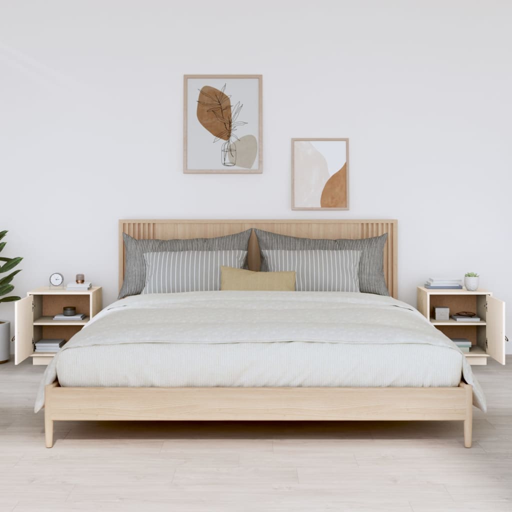 Bedside Cabinets 2 pcs White 40x34x45 cm Solid Wood Pine