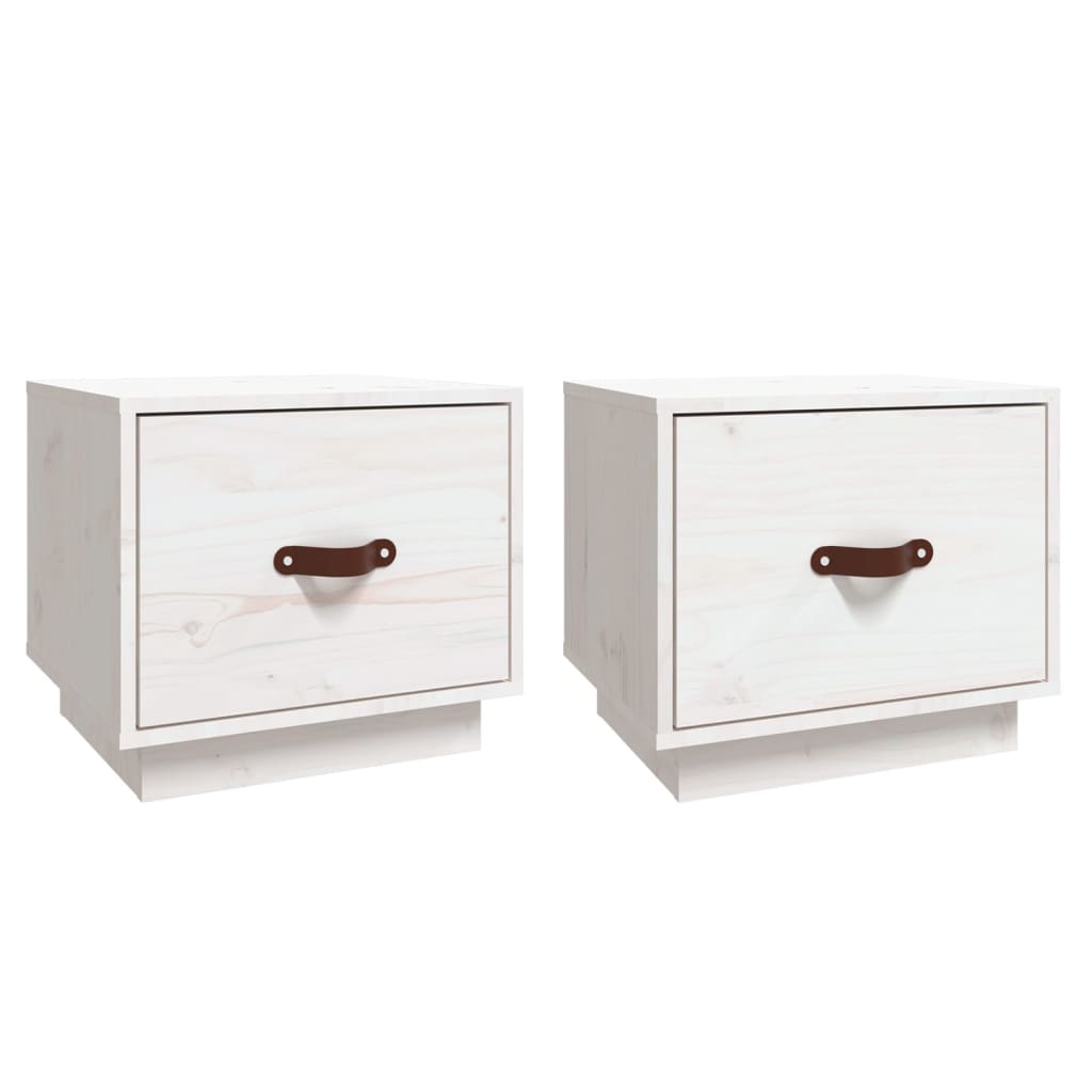 Bedside Cabinets 2 pcs White 40x34x35 cm Solid Wood Pine