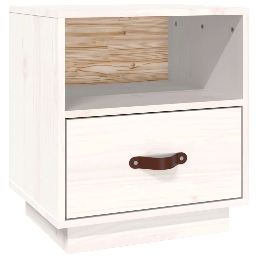 Bedside Cabinet White 40x34x45 cm Solid Wood Pine