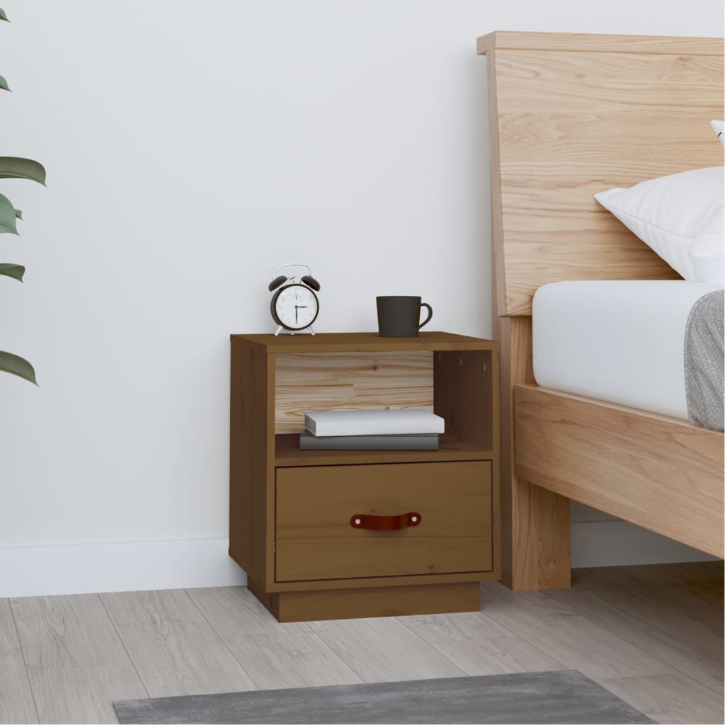 Bedside Cabinet Honey Brown 40x34x45 cm Solid Wood Pine
