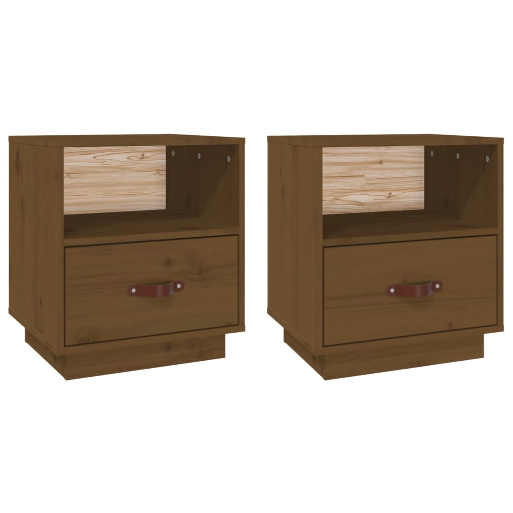 Bedside Cabinets 2 pcs Honey Brown 40x34x45 cm Solid Wood Pine