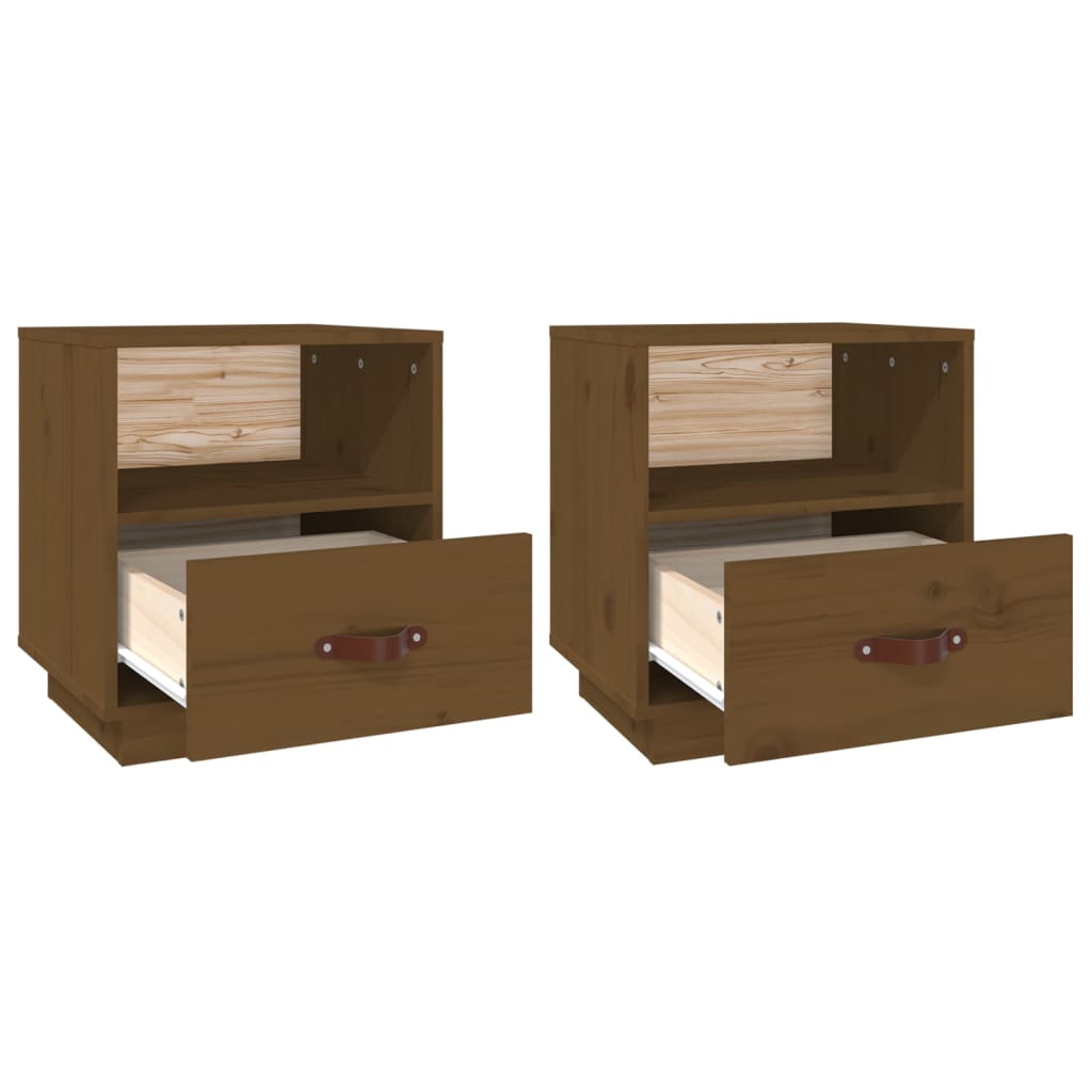 Bedside Cabinets 2 pcs Honey Brown 40x34x45 cm Solid Wood Pine