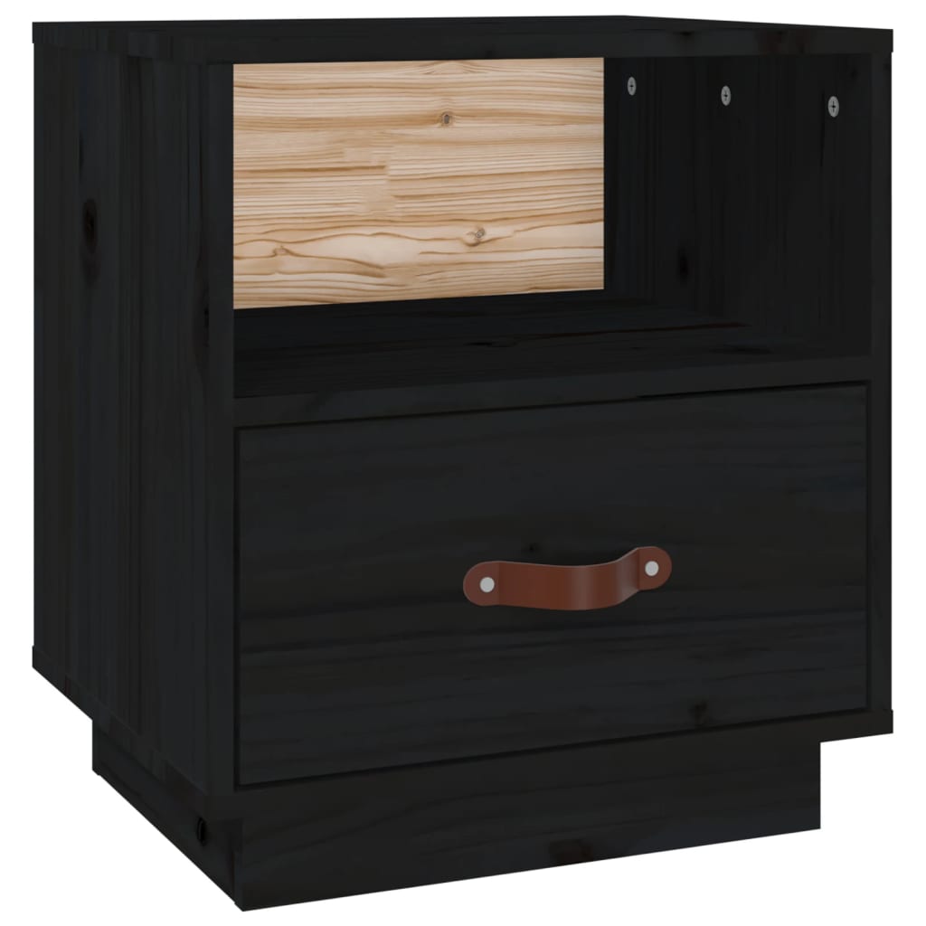 Bedside Cabinet Black 40x34x45 cm Solid Wood Pine
