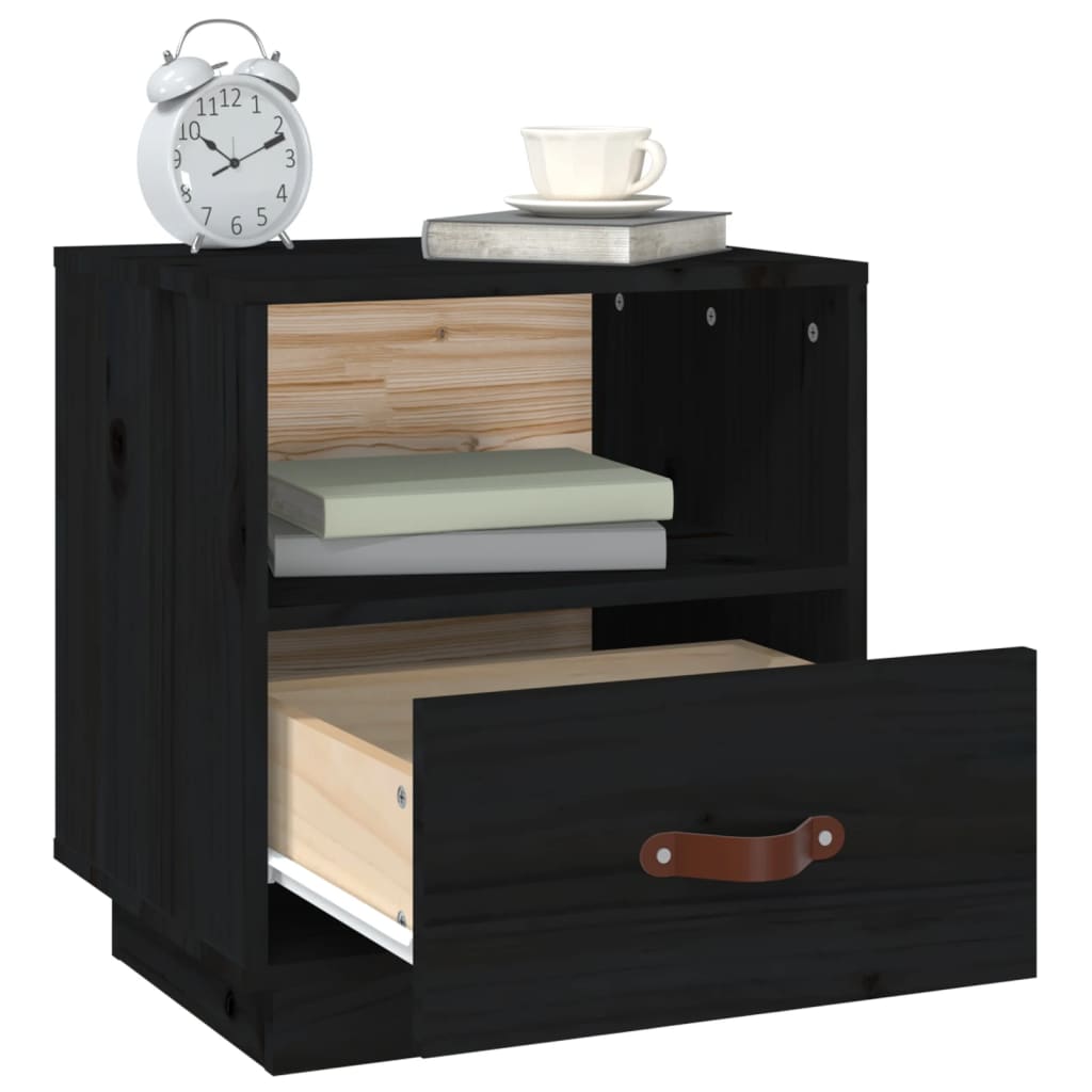 Bedside Cabinet Black 40x34x45 cm Solid Wood Pine