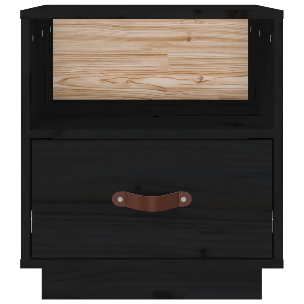 Bedside Cabinets 2 pcs Black 40x34x45 cm Solid Wood Pine