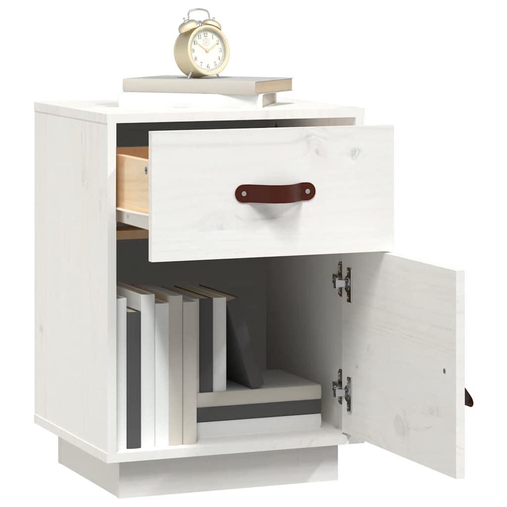 Bedside Cabinet White 40x34x55 cm Solid Wood Pine