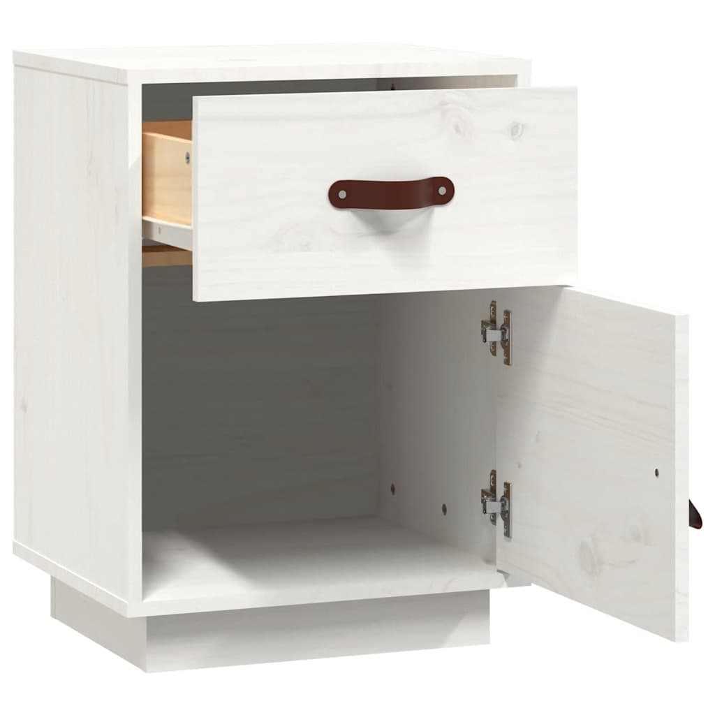 Bedside Cabinet White 40x34x55 cm Solid Wood Pine