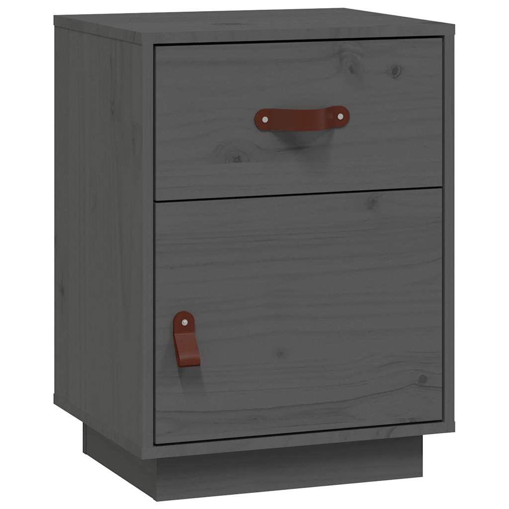 Bedside Cabinet Grey 40x34x55 cm Solid Wood Pine
