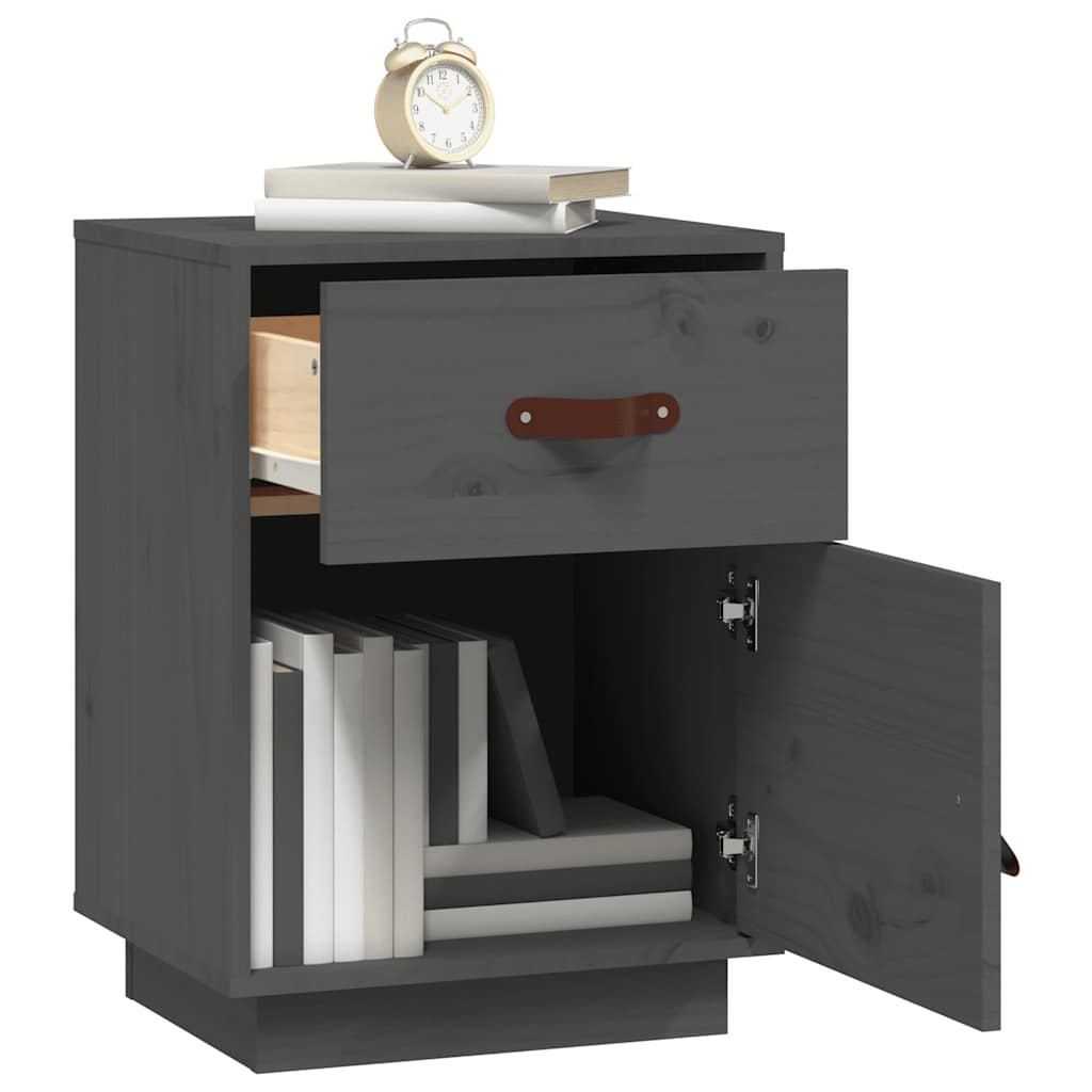 Bedside Cabinet Grey 40x34x55 cm Solid Wood Pine