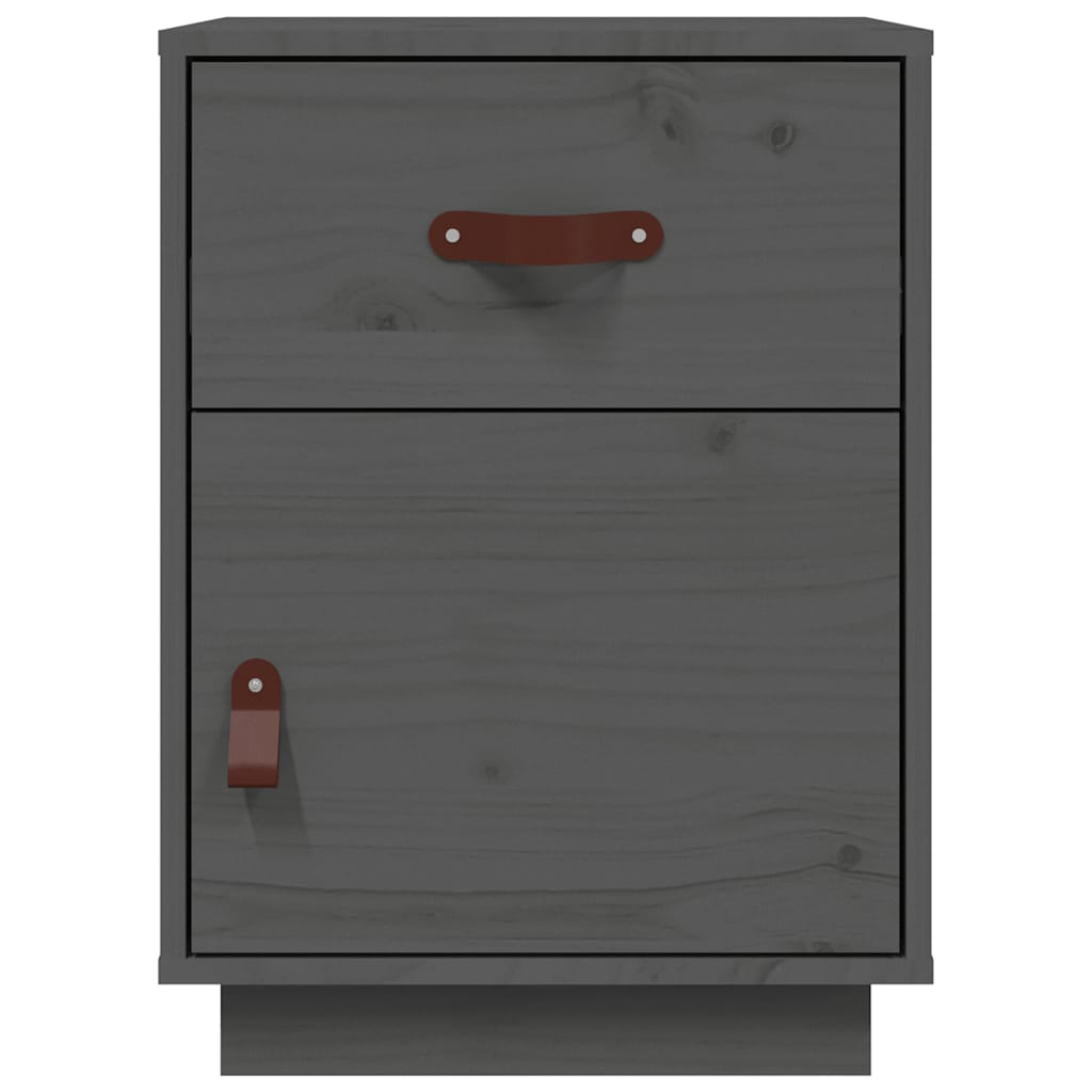 Bedside Cabinets 2 pcs Grey 40x34x55 cm Solid Wood Pine