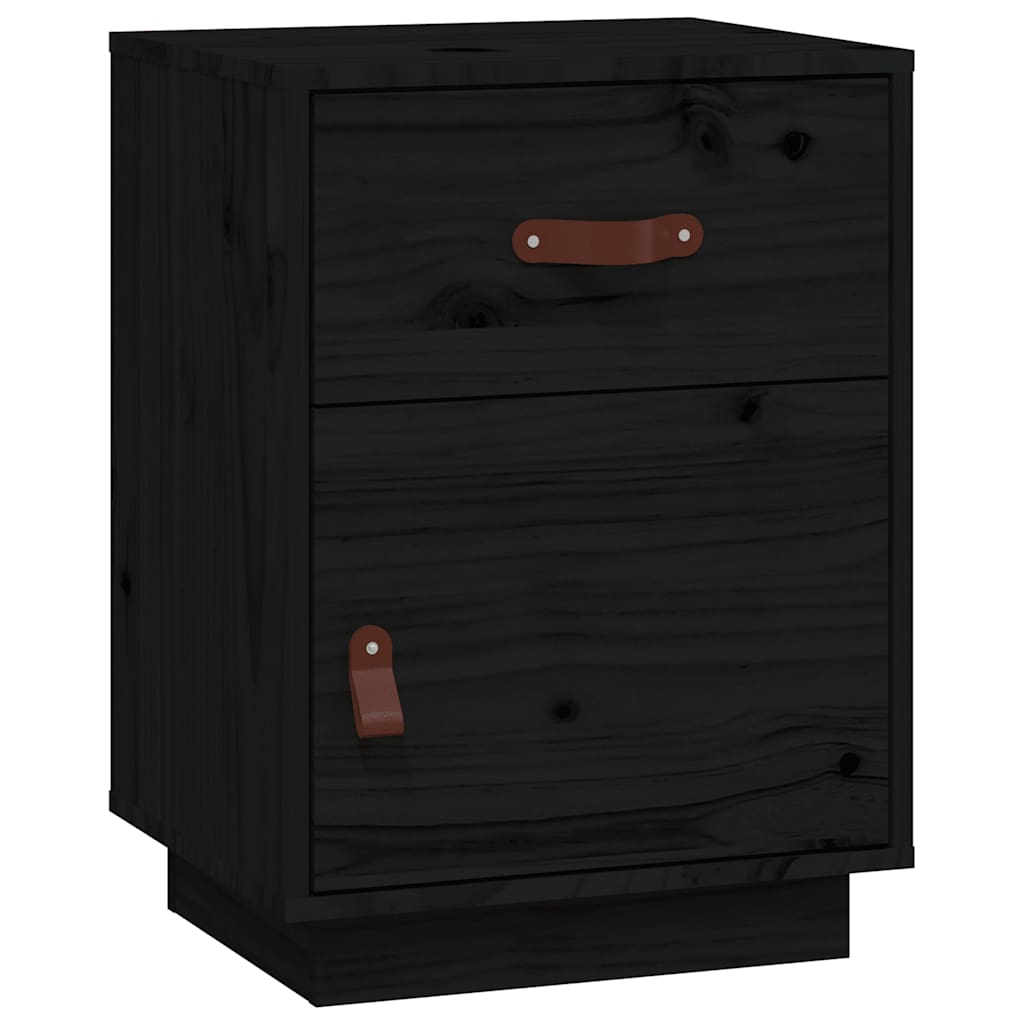 Bedside Cabinets 2 pcs Black 40x34x55 cm Solid Wood Pine