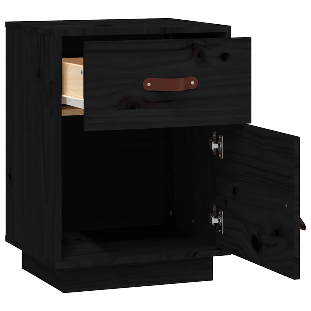Bedside Cabinets 2 pcs Black 40x34x55 cm Solid Wood Pine