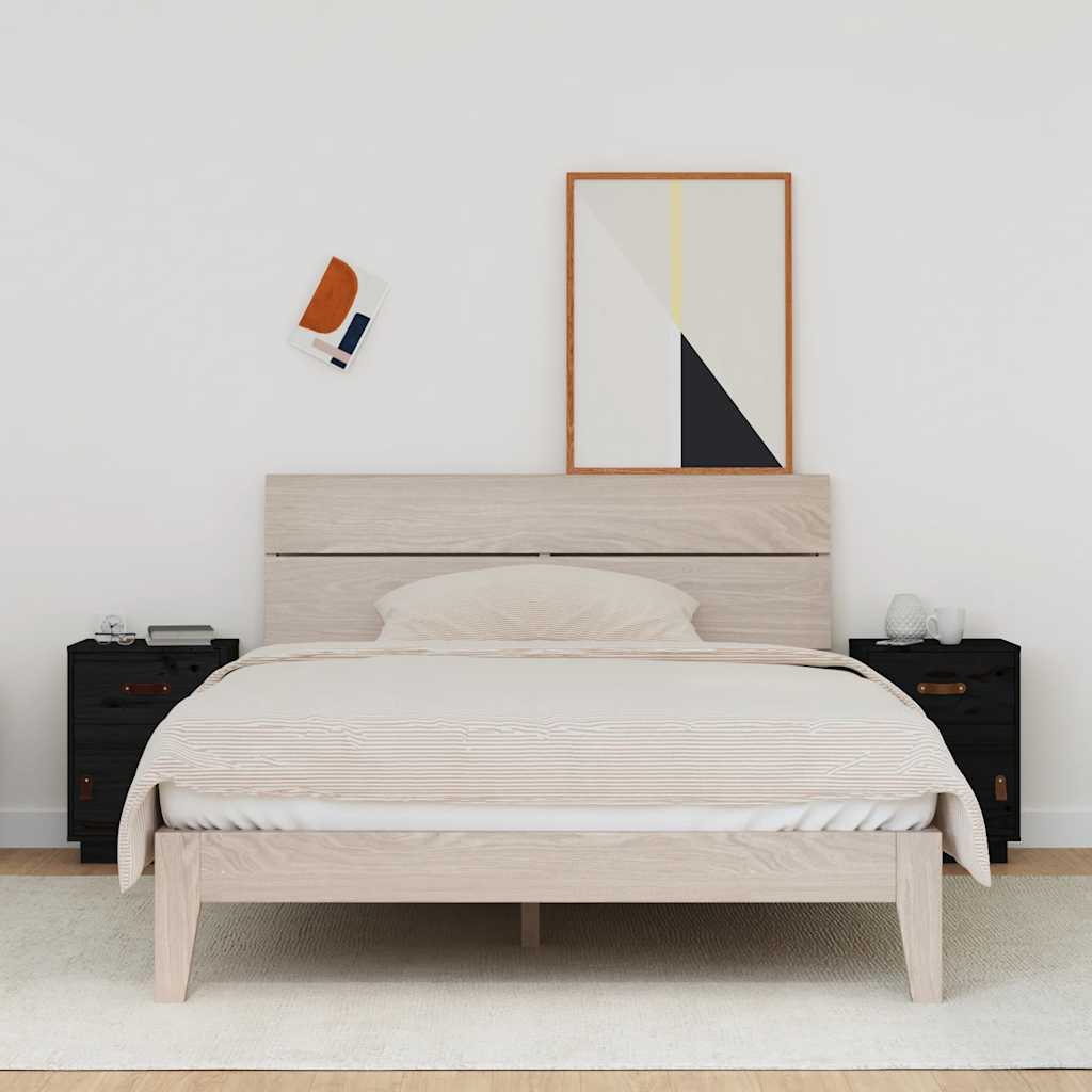 Bedside Cabinets 2 pcs Black 40x34x55 cm Solid Wood Pine
