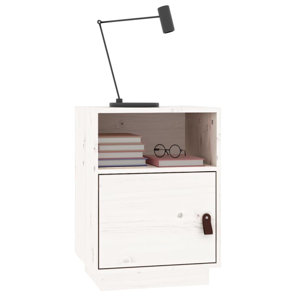 Bedside Cabinet White 40x34x55 cm Solid Wood Pine