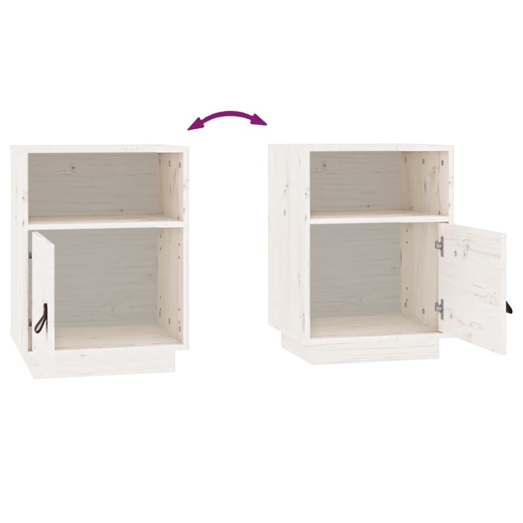 Bedside Cabinet White 40x34x55 cm Solid Wood Pine