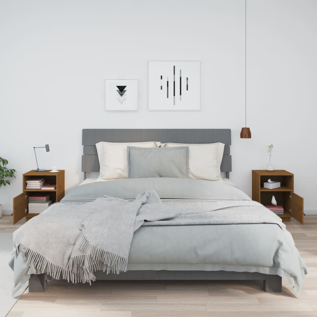 Bedside Cabinets 2 pcs Honey Brown 40x34x55 cm Solid Wood Pine