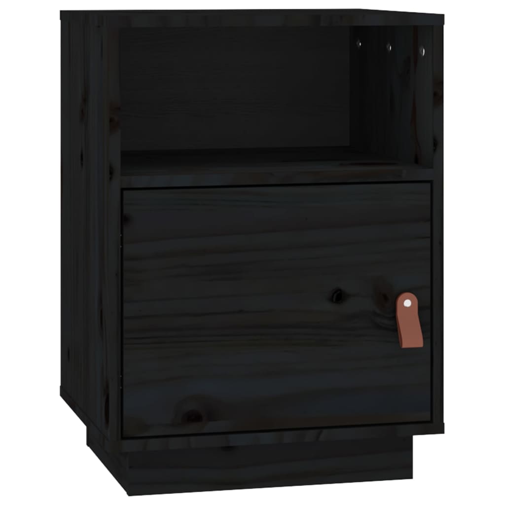 Bedside Cabinets 2 pcs Black 40x34x55 cm Solid Wood Pine