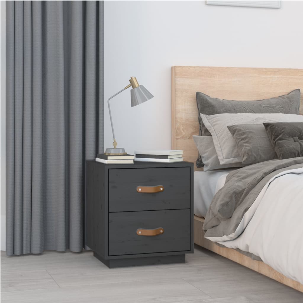 Bedside Cabinets 2 pcs Grey 40x34x45 cm Solid Wood Pine