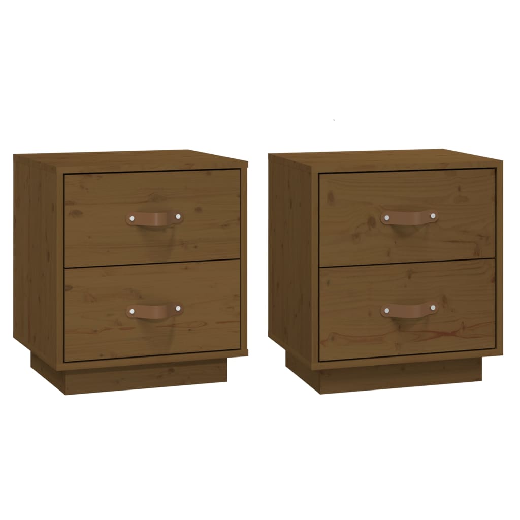 Bedside Cabinets 2 pcs Honey Brown 40x34x45 cm Solid Wood Pine