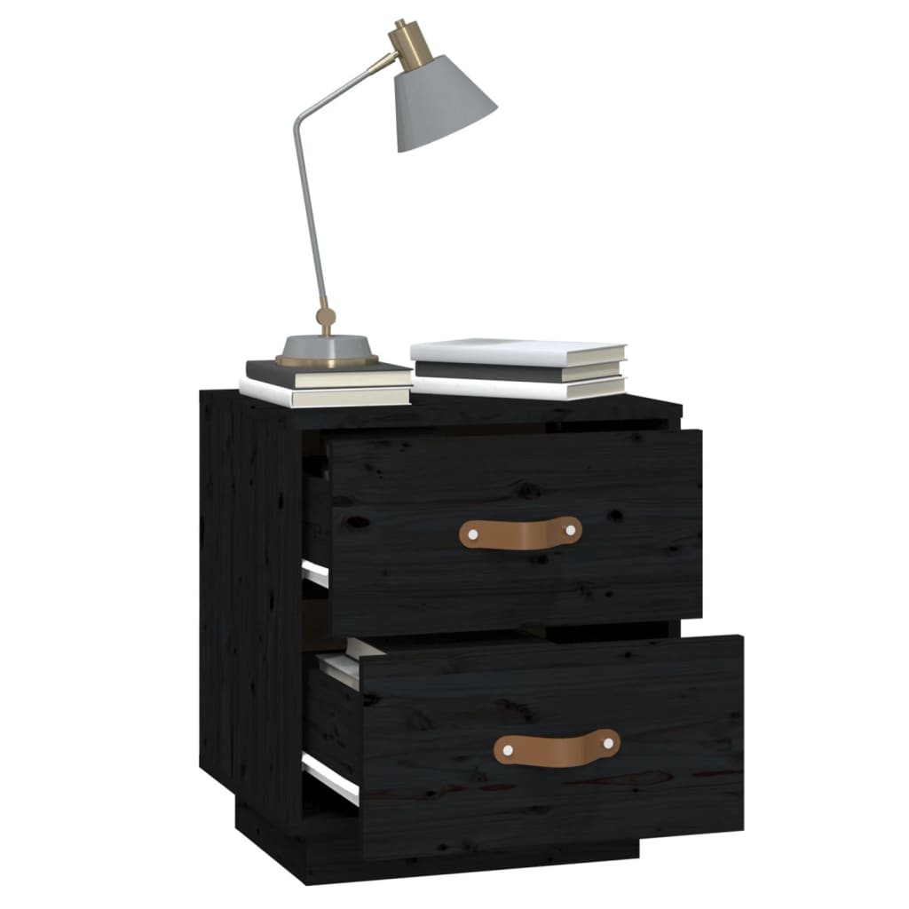 Bedside Cabinet Black 40x34x45 cm Solid Wood Pine