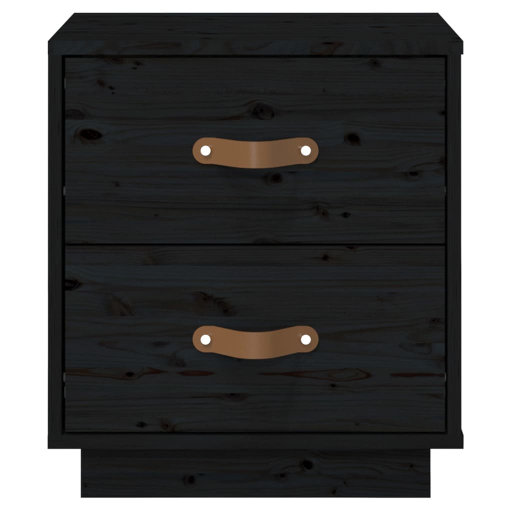 Bedside Cabinets 2 pcs Black 40x34x45 cm Solid Wood Pine