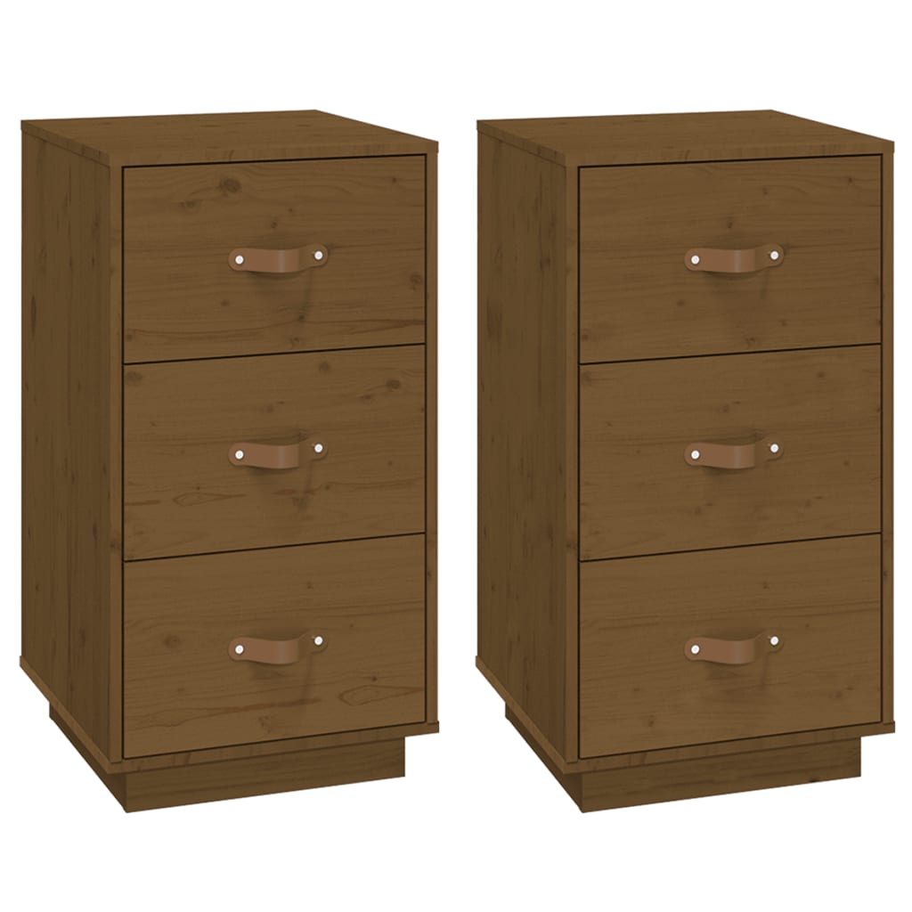 Bedside Cabinets 2 pcs Honey Brown 40x40x75 cm Solid Wood Pine