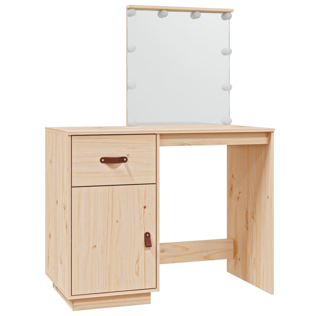 Dressing Table With Led 95X50X133.5 Cm Solid Wood Pine