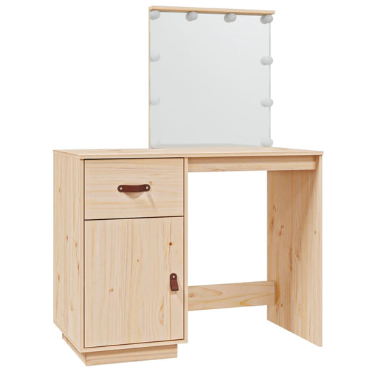 Dressing Table With Led 95X50X133.5 Cm Solid Wood Pine