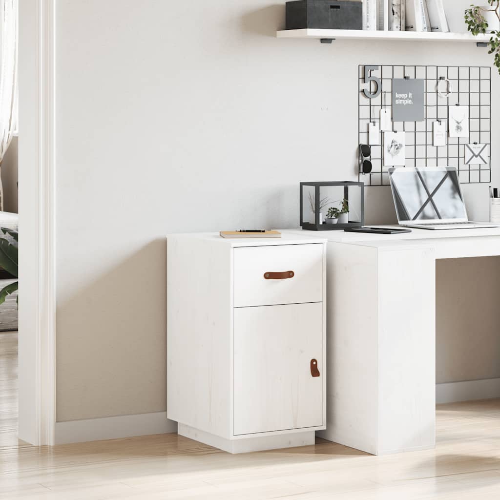 Desk Cabinet White 40x50x75 cm Solid Wood Pine
