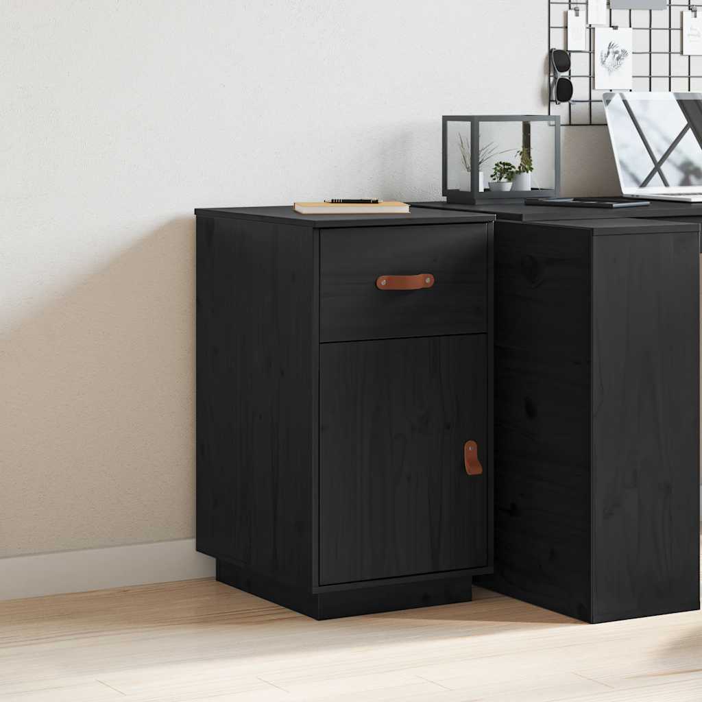 Desk Cabinet Black 40x50x75 cm Solid Wood Pine