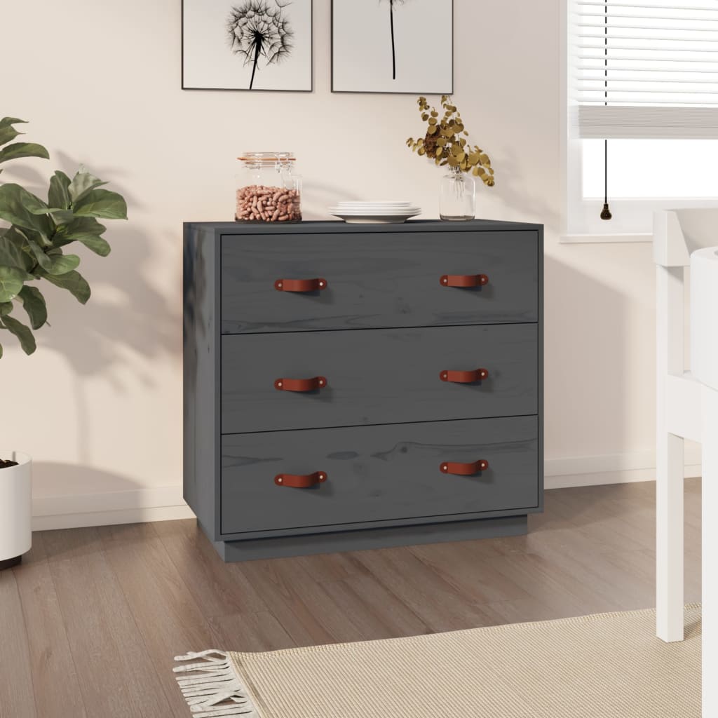 Sideboard Grey 80x40x75 cm Solid Wood Pine