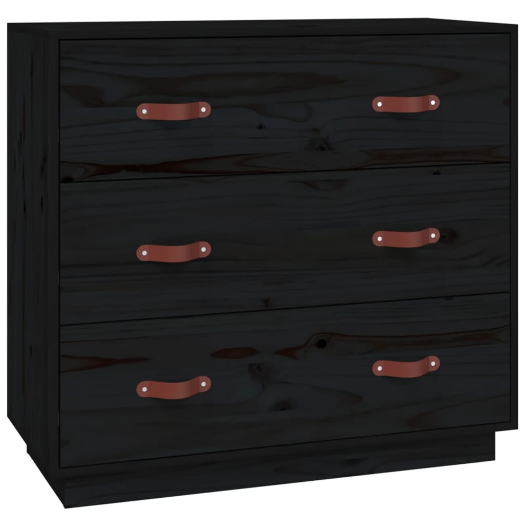 Sideboard Black 80x40x75 cm Solid Wood Pine