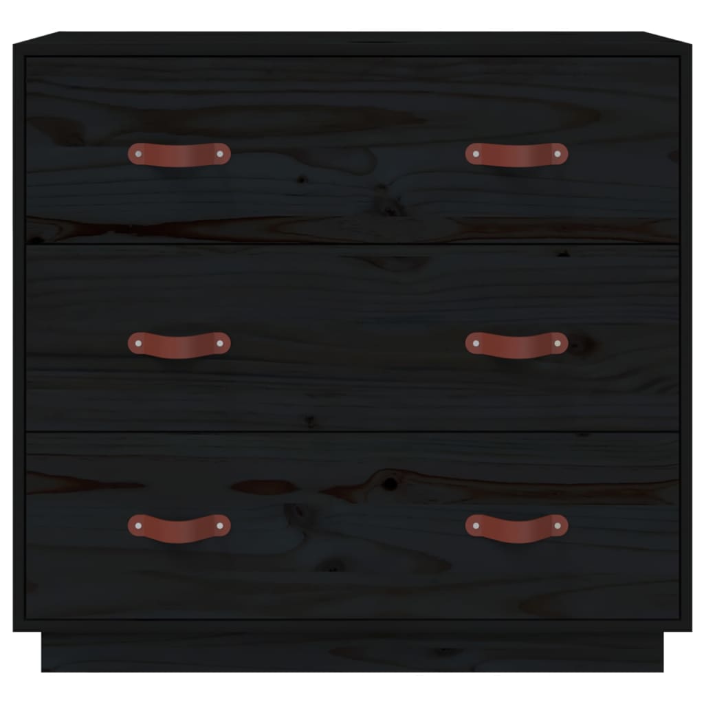 Sideboard Black 80x40x75 cm Solid Wood Pine