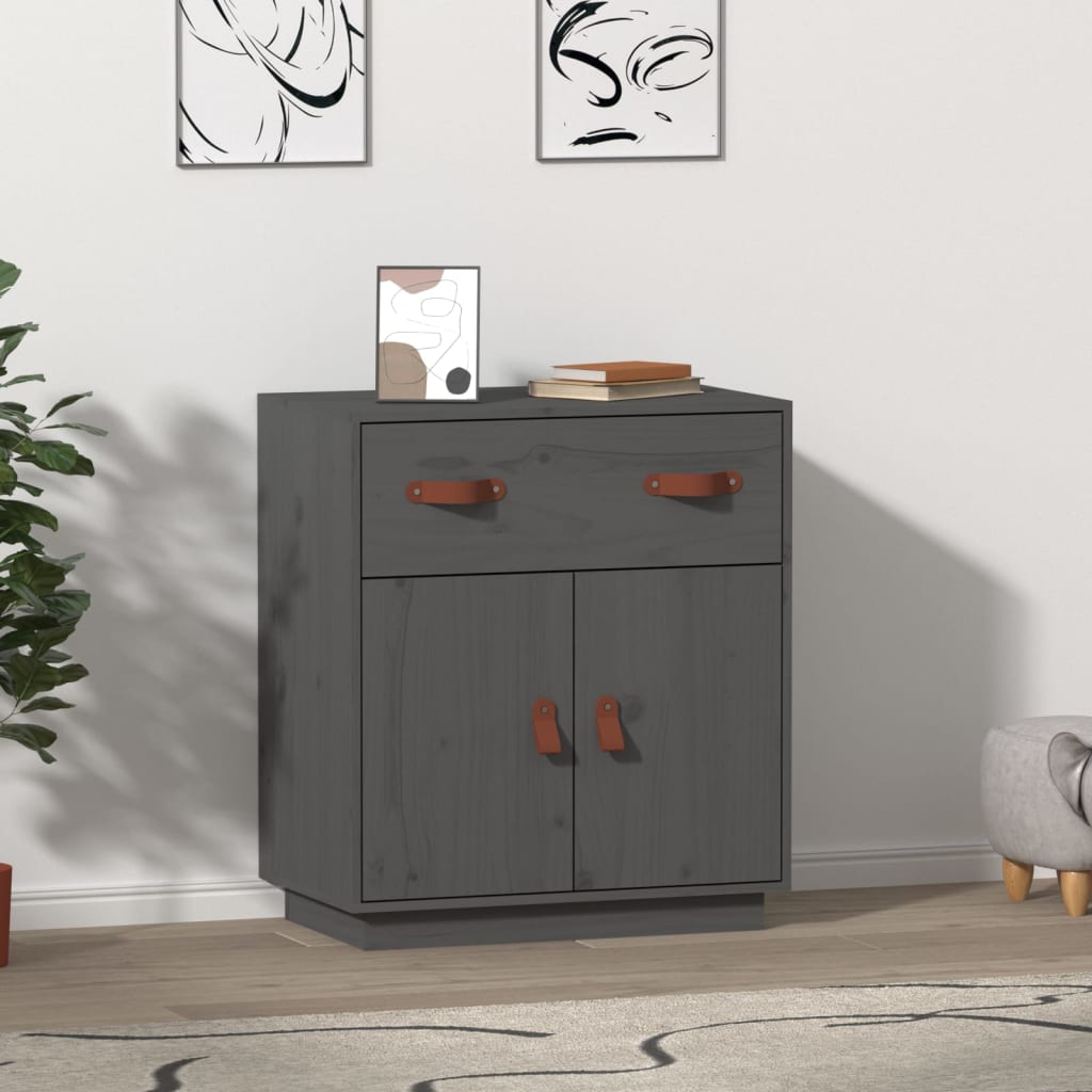 Sideboard Grey 65.5x40x75 cm Solid Wood Pine