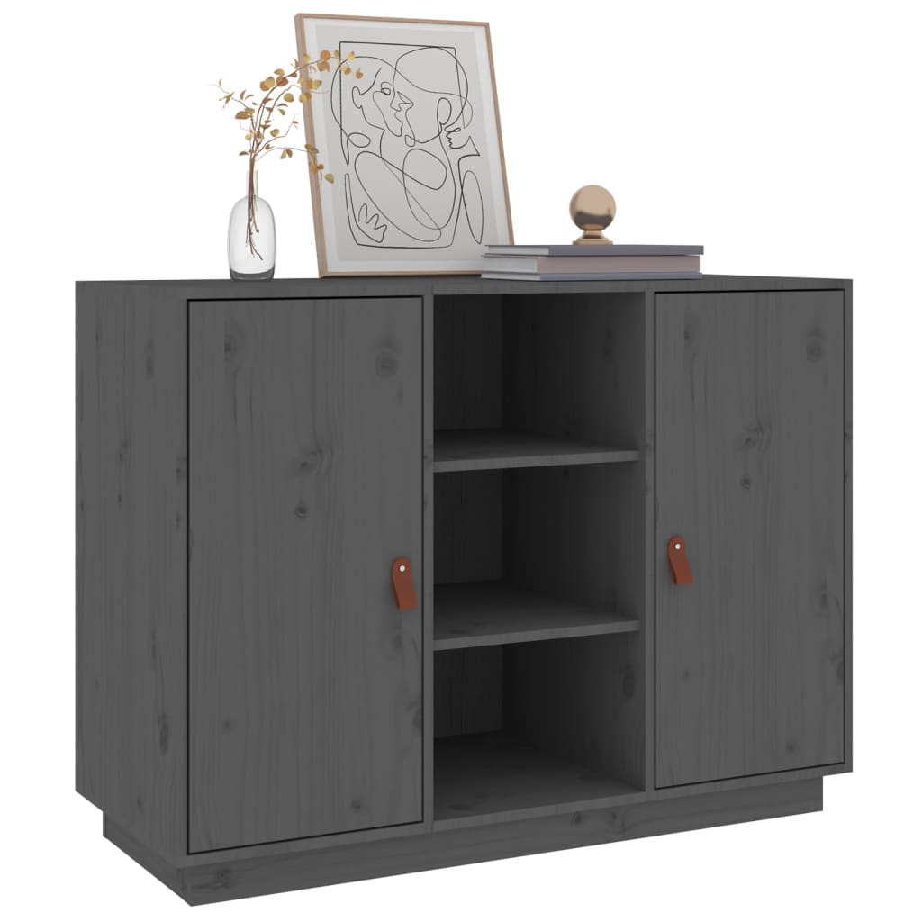 Sideboard Grey 100x40x75 cm Solid Wood Pine