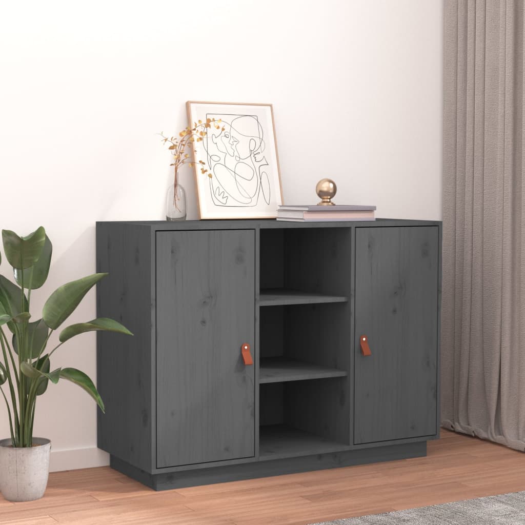 Sideboard Grey 100x40x75 cm Solid Wood Pine