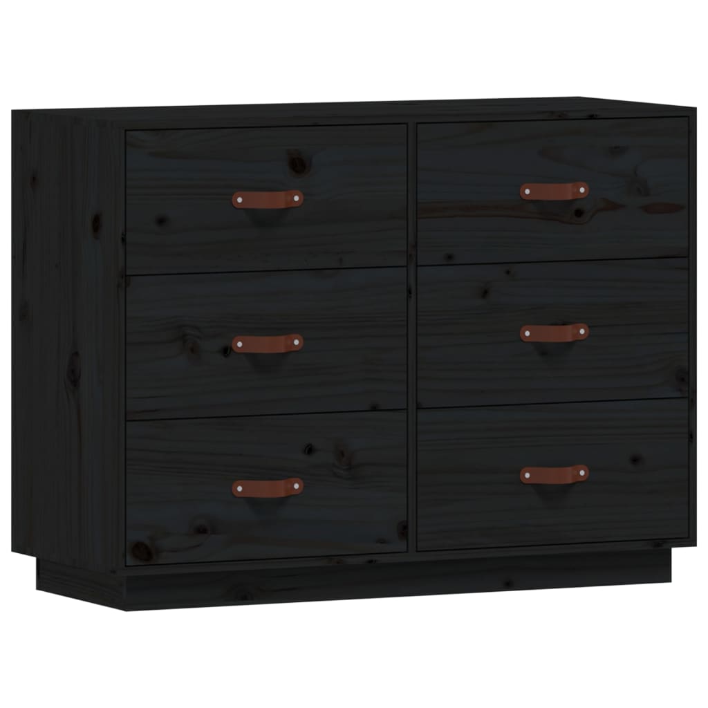 Sideboard Black 100x40x75 cm Solid Wood Pine