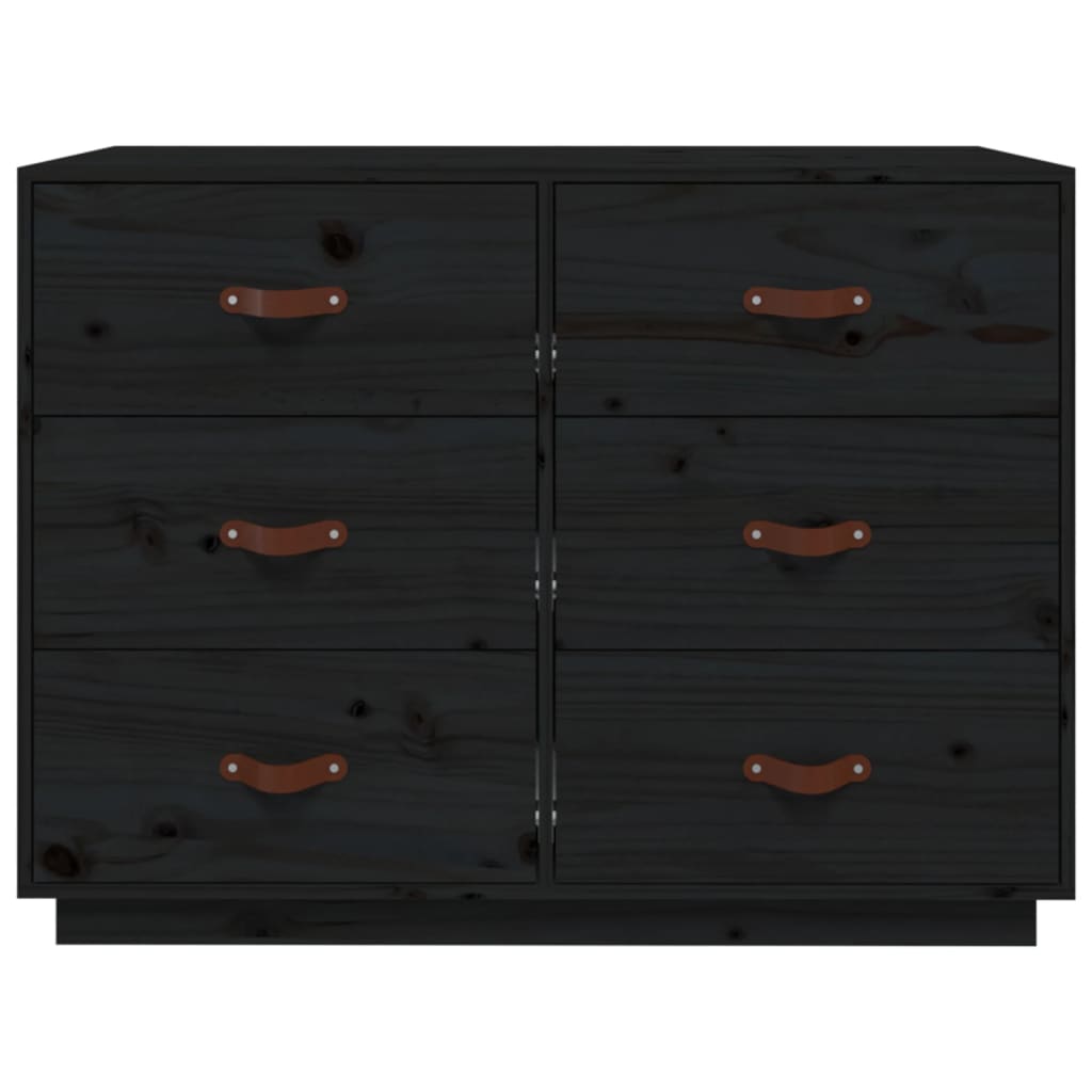 Sideboard Black 100x40x75 cm Solid Wood Pine