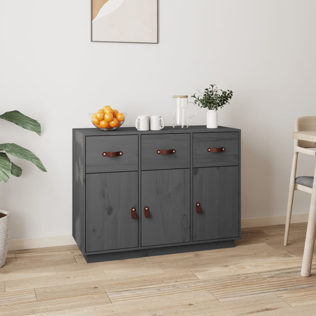 Sideboard Grey 100x40x75 cm Solid Wood Pine