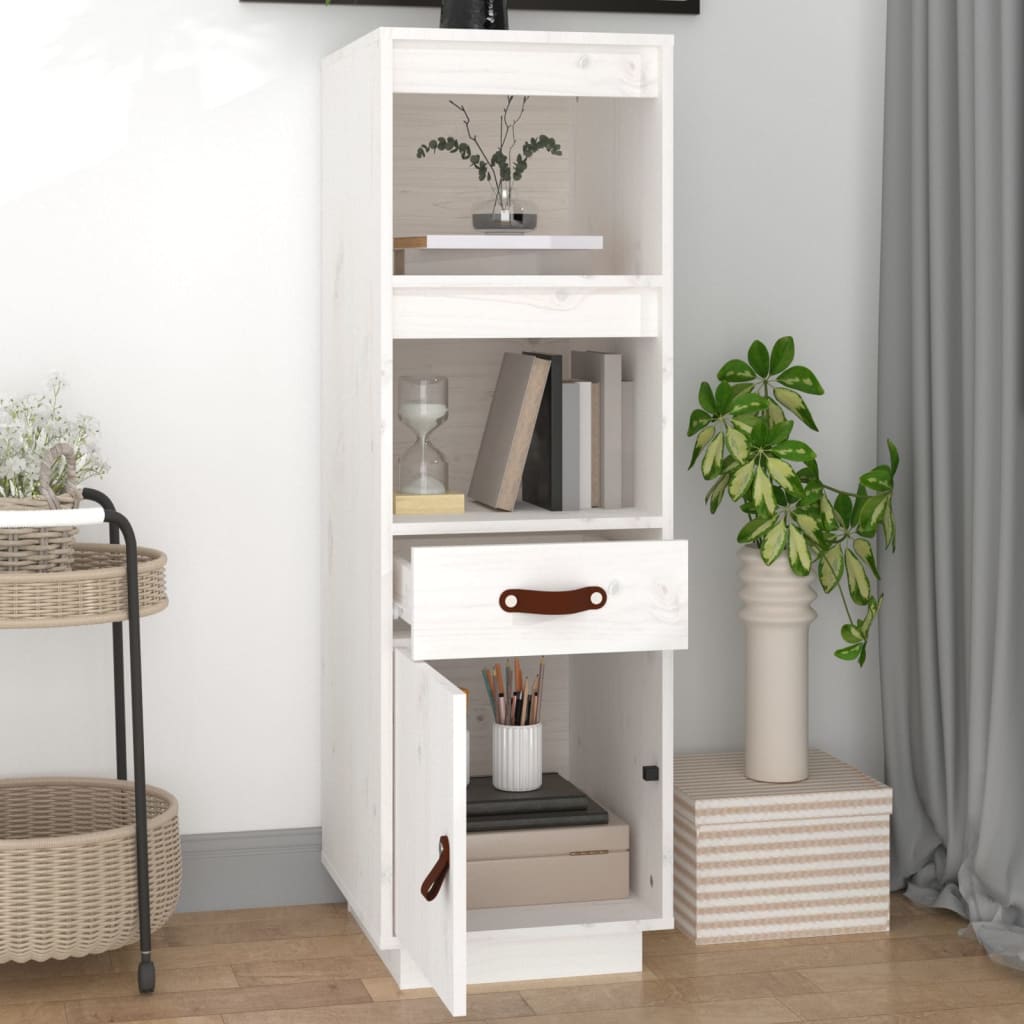 Highboard White 34x40x108,5 cm Solid Wood Pine