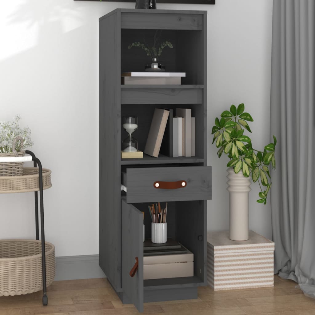 Highboard Grey 34x40x108,5 cm Solid Wood Pine