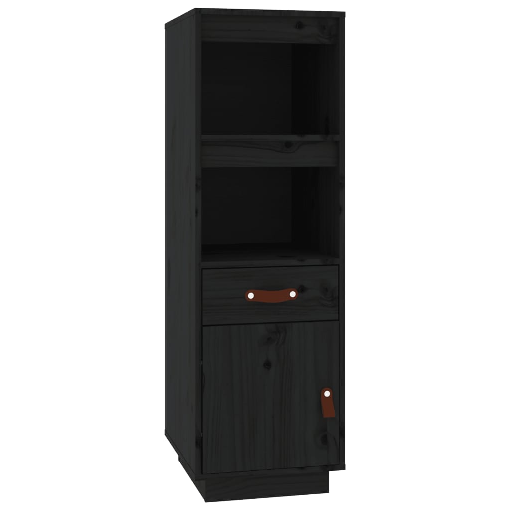 Highboard Black 34x40x108,5 cm Solid Wood Pine