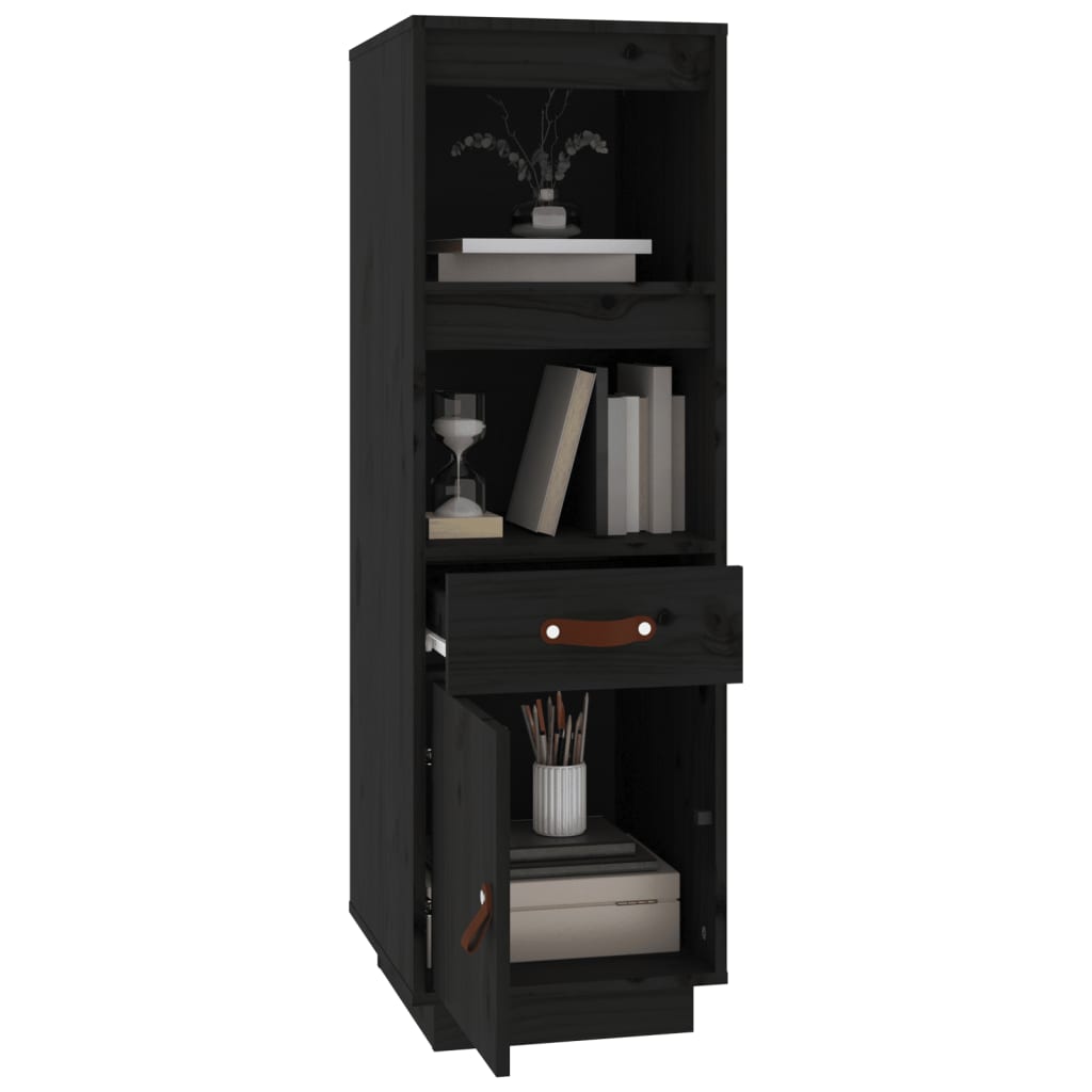 Highboard Black 34x40x108,5 cm Solid Wood Pine