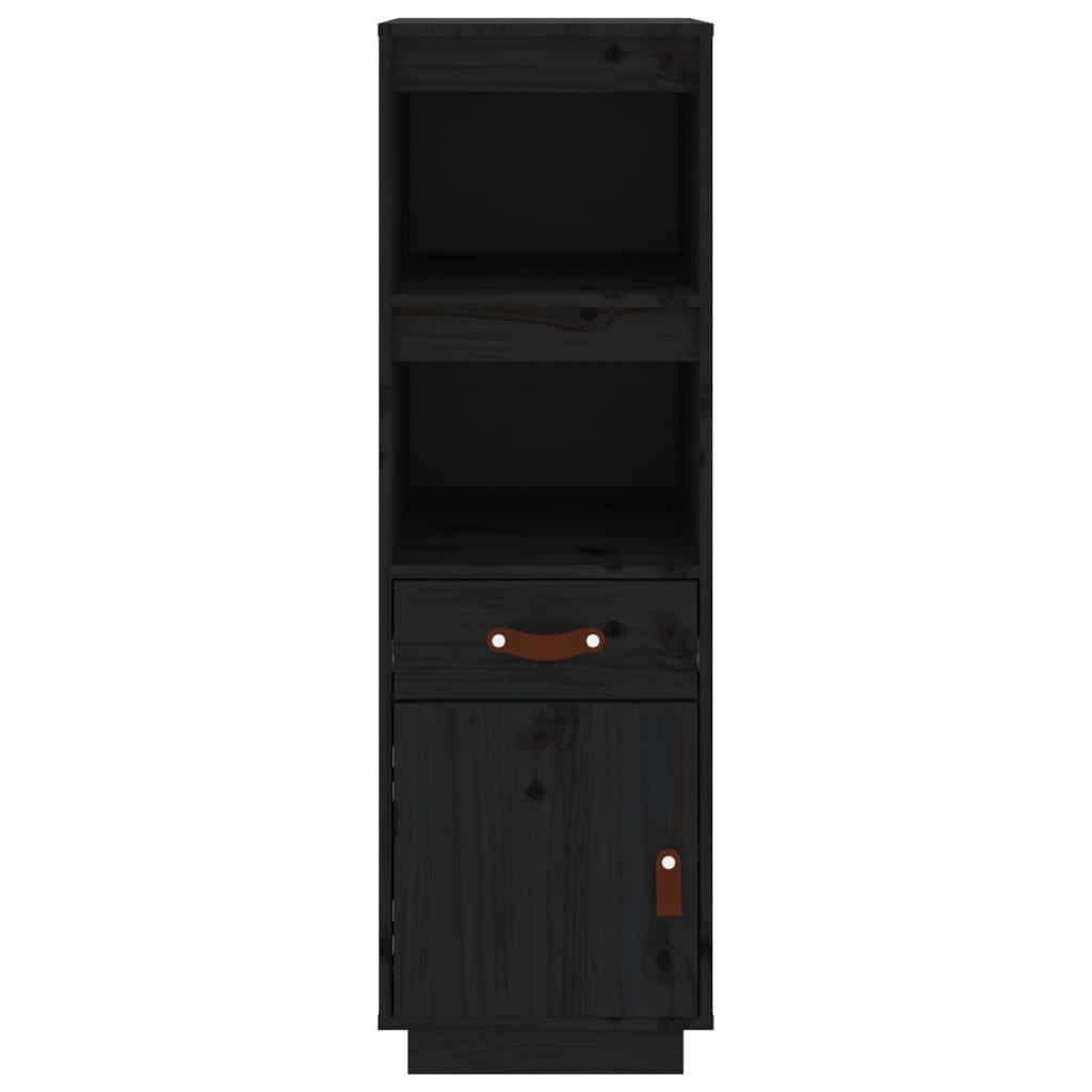 Highboard Black 34x40x108,5 cm Solid Wood Pine