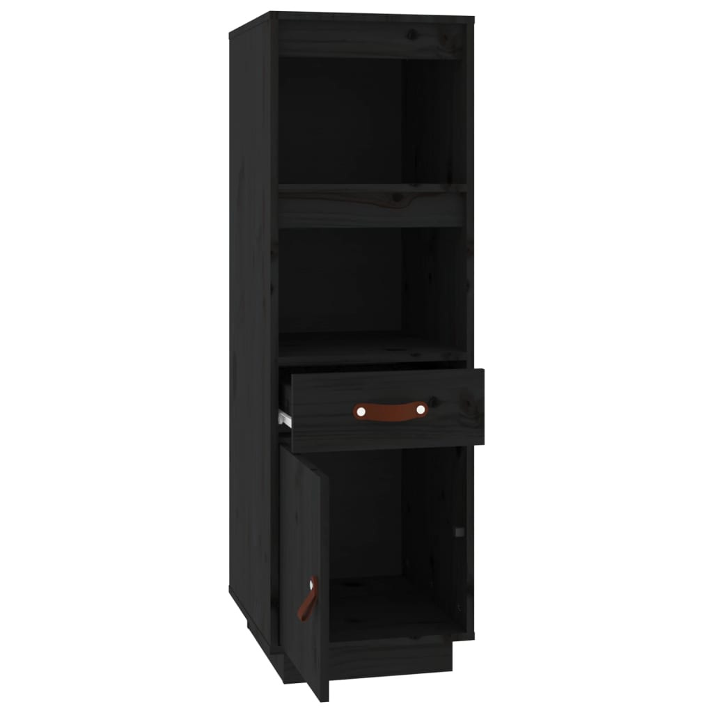 Highboard Black 34x40x108,5 cm Solid Wood Pine